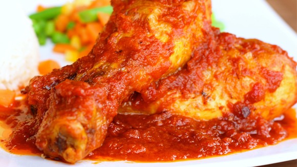 BAKED FISH OR CHICKEN IN LOW FAT RED SAUCE