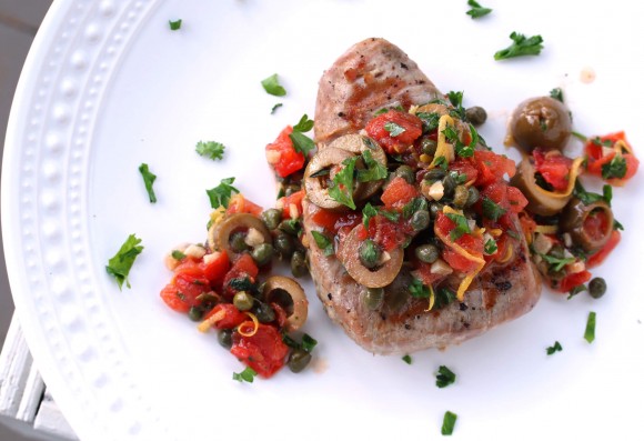 GRILLED TUNA WITH OLIVE RELISH