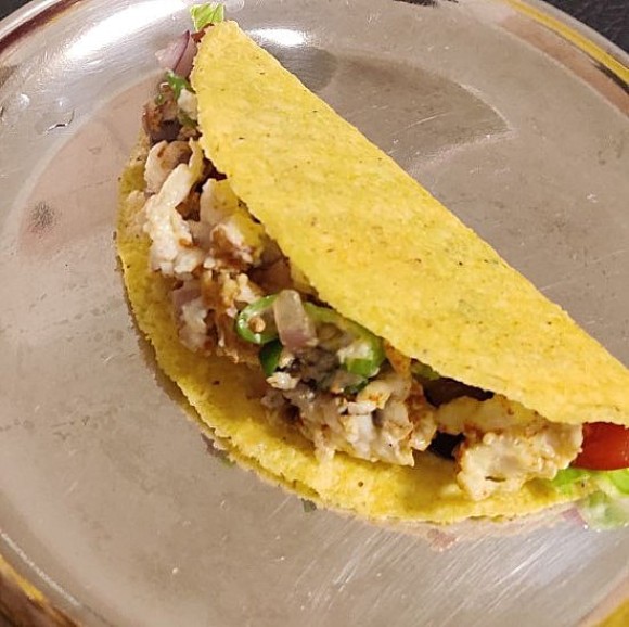 SALMON TACOS WITH CABBAGE SLAW