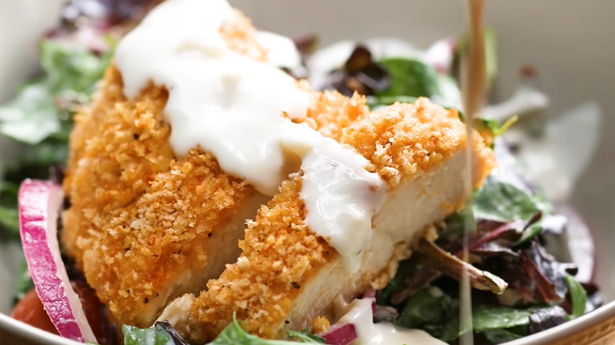 Garlic Parmesan Crispy Chicken Salad Recipe